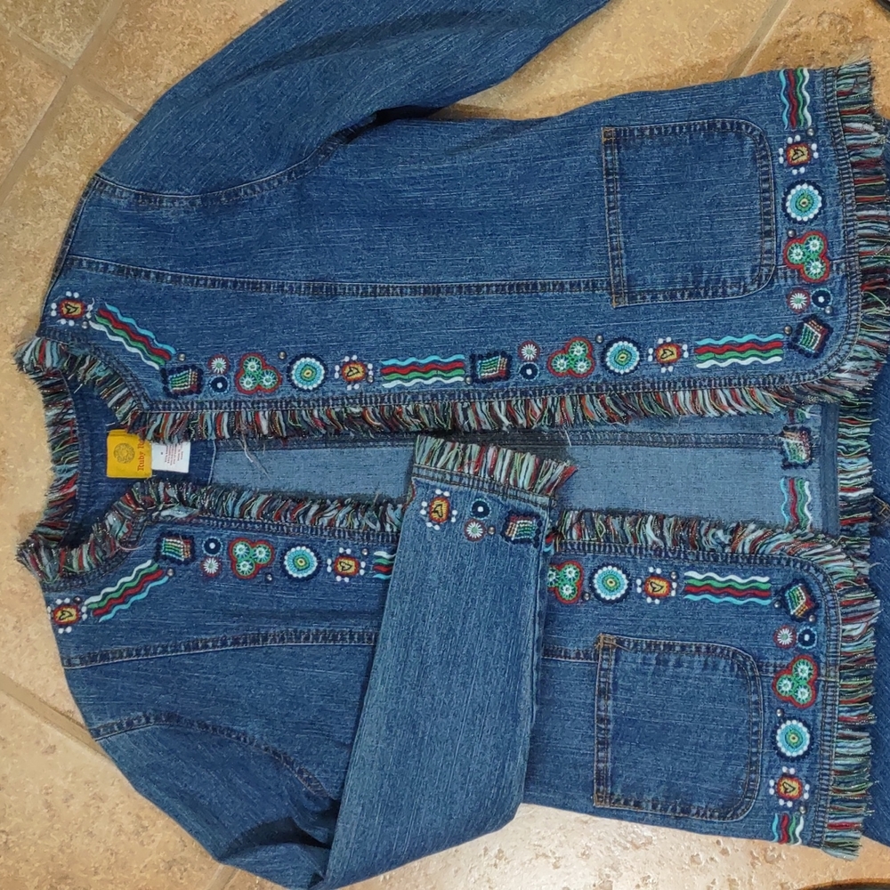 Embroidered Denim Jacket By Ruby Rd. - image 7